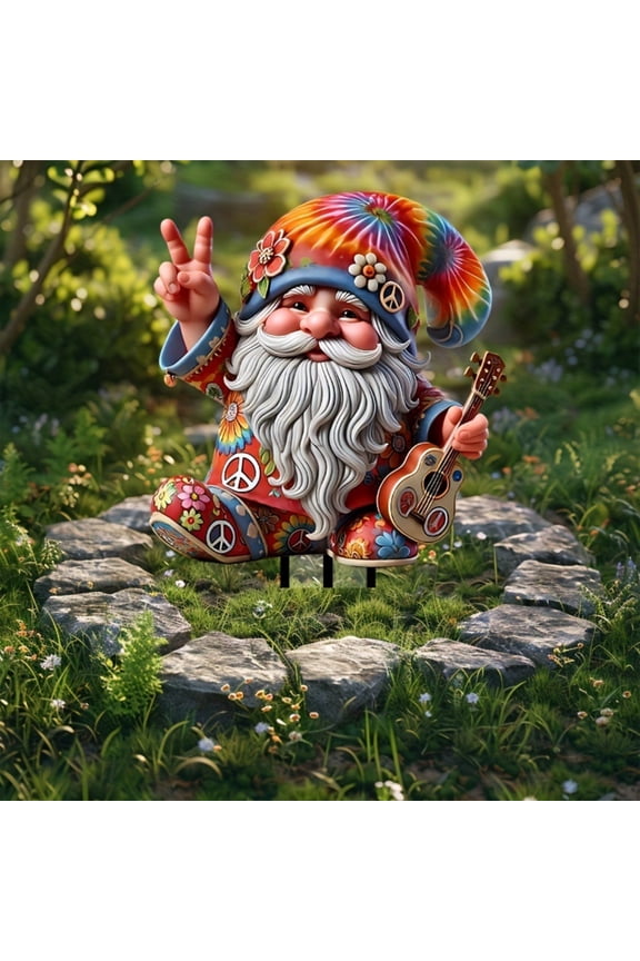 Whimsical Hippie Gnome Acrylic Garden Card Bear Theme Garden Ground Insert Potted Decoration, Usupdd 2025 Whimsical Hippie Gnome Acrylic Garden