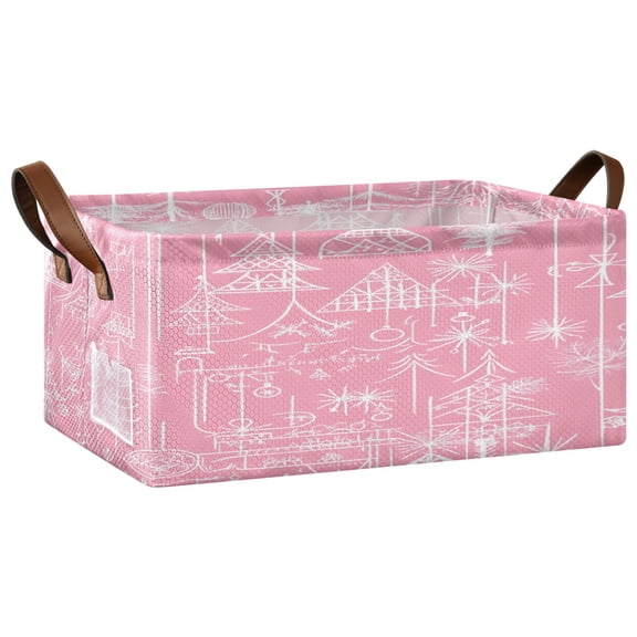 Whimsical Holiday Designs Open Home Storage Bins Foldable Metal Frame Shelf Baskets 16.9x11.4x7.7in Water-Resistant