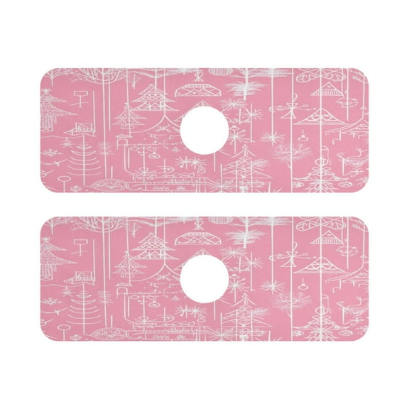 Whimsical Holiday Designs Quick Dry Silicone Algae Faucet Pad 14.7x5.4in 2 Pack Absorbent Mat for Kitchen Sink, Bathroom Countertop