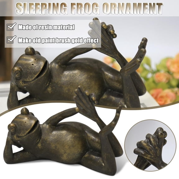 Whimsical Home Accent Statue, Whimsical Home Decor, Spring Home Decor Indoor, Shelf Decorations, 7X5X4 Inch Napping Frog Resin Figurine for Display on Indoor Shelves and Tabletops