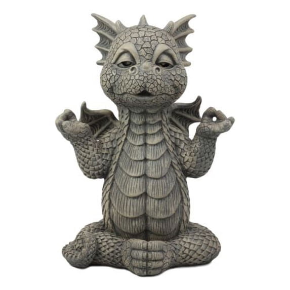 Whimsical Inner Peace Garden Yoga Asana Meditating Dragon Statue Decor Figurine