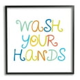 thumbnail image 1 of Whimsical Kids Bathroom Phrase Wash Your Hands Rules Typography Framed Art Print Wall Art, 17x17, 1 of 7