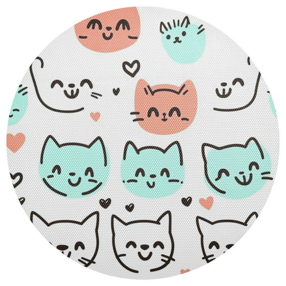Whimsical Kittens 15.4in Diameter PVC Plate Mat, Heat-Resistant and Cuttable, Kitchen Decor