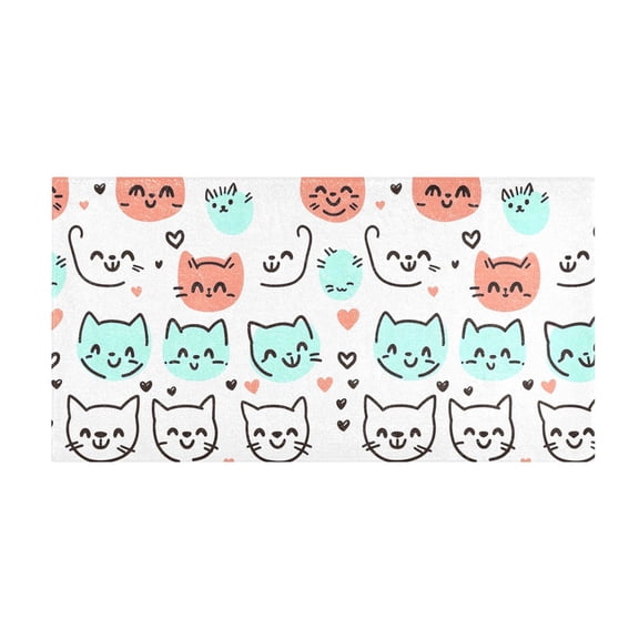 Whimsical Kittens Bath Mat 39x20 Inch Soft Absorbent Non-Slip Plush Bathroom Rug for Floor