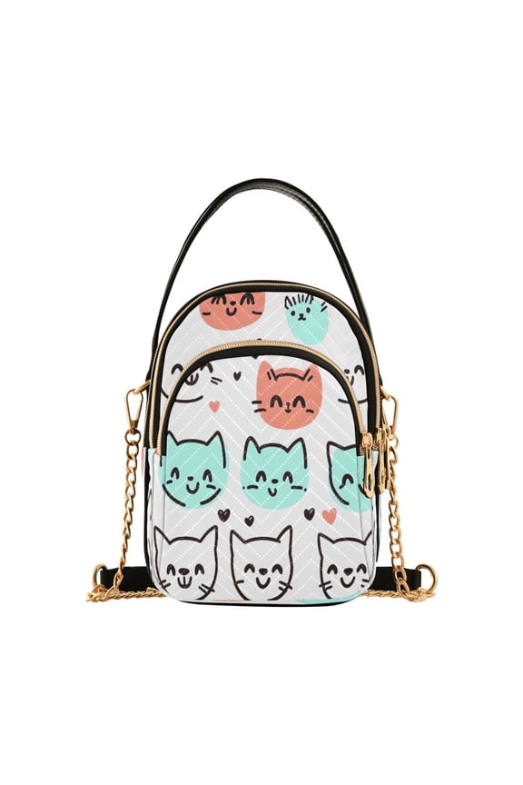Whimsical Kittens Women's Crossbody Handbags Leather Crossbody Bags Fanny Pack Chest Bag for Travel