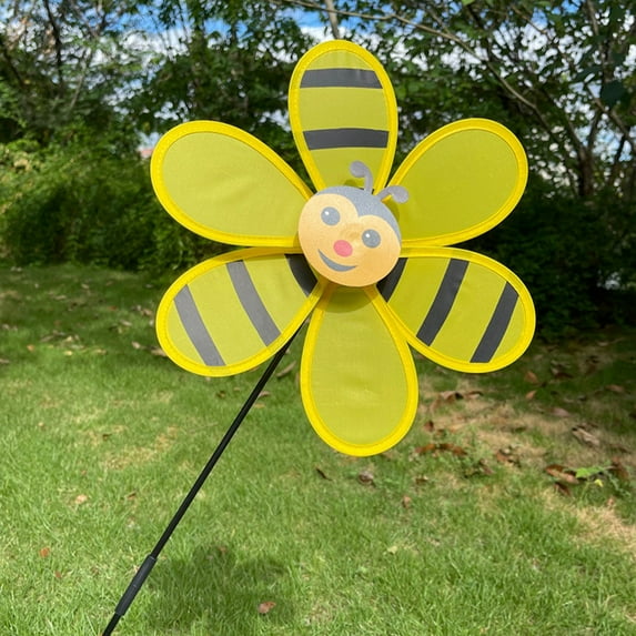 Whimsical Ladybug Windmill Garden Decor - Durable Plastic Wind-Powered Spinner, Easy Install with Metal Pole & Base, Weather-Resistant Outdoor Ornament for Yard, Flower Beds & Klds Educational Toy