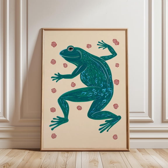 Whimsical Leaping Frog Poster Unframed Paper Print