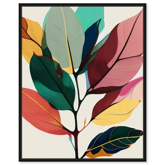 Whimsical Leaves Canvas Fall Inspired Abstract Art by Art Remedy, Black Frame, 16" x 20"
