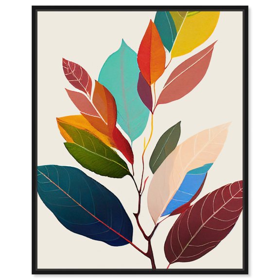 Whimsical Leaves II Canvas Fall Inspired Abstract Art by Art Remedy, Black Frame, 16" x 20"