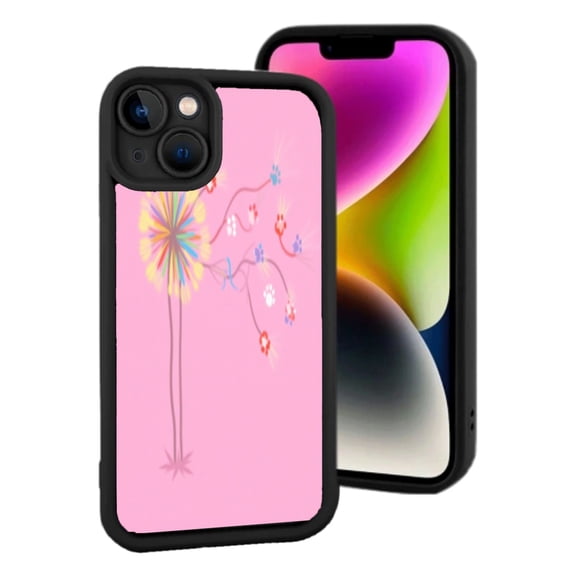 Whimsical Lightweight iPhone 15 Case - Colorful Burst Design on Pink Background Artistic & Stylish Protection