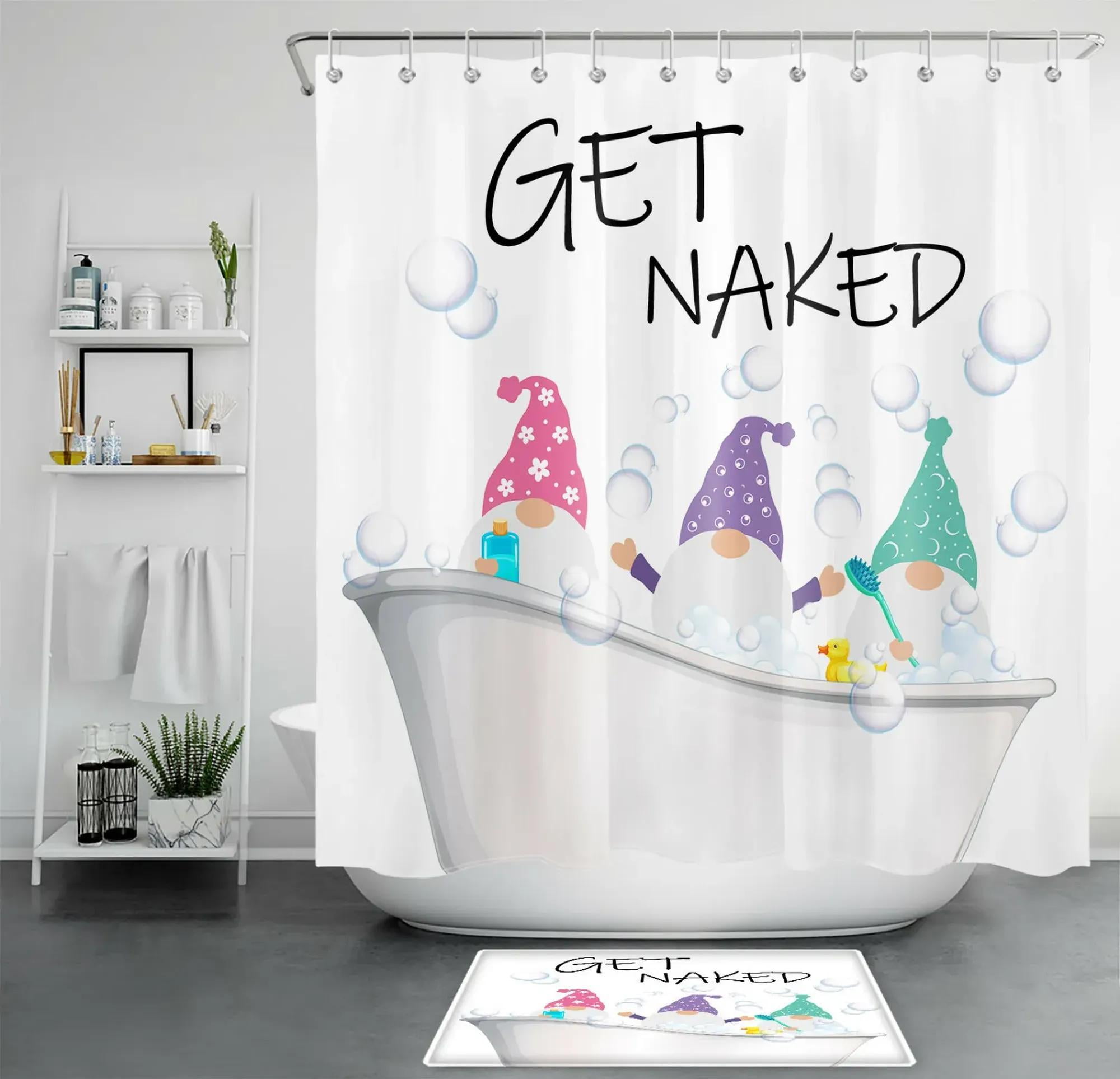Whimsical Linguistic Elves Bath Delight Rubber Duck Shower Curtain
