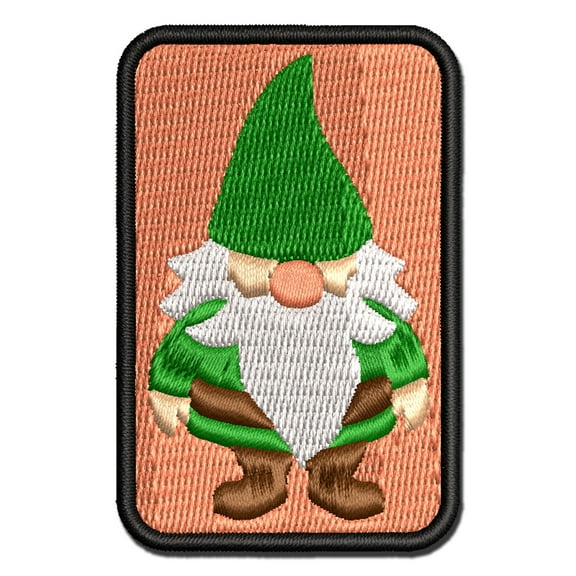 Whimsical Little Garden Gnome Applique Multi-Color Embroidered Hook & Loop Patch - 2.0 Inch Mini