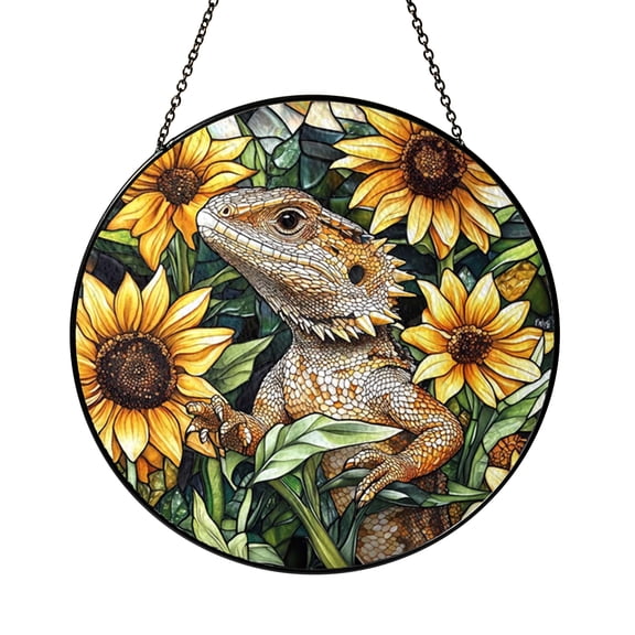 Whimsical Lizard Stained Glass Suncatcher – Decorative Window Accent