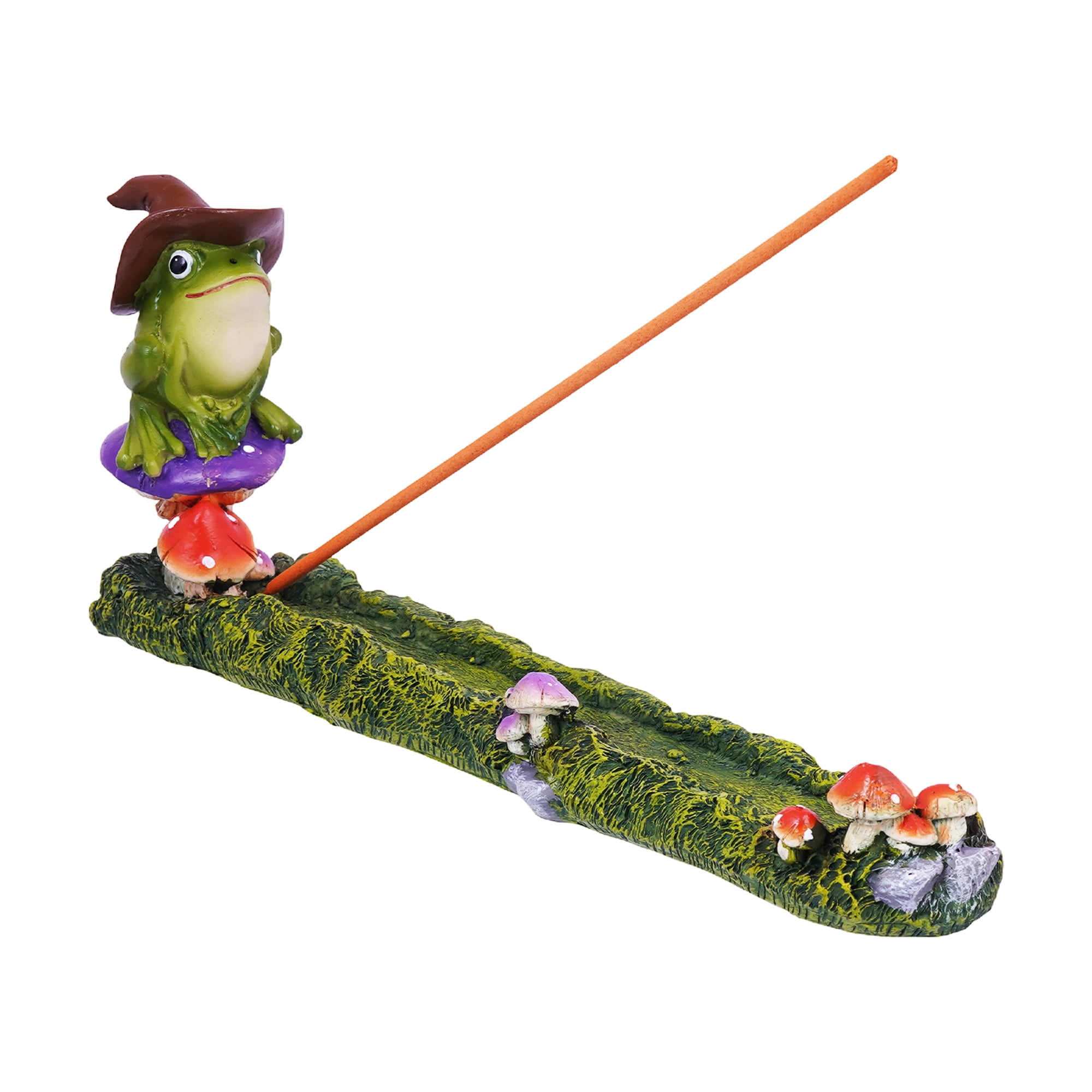 Whimsical Magical Frog Incense Burner – 10 x 1.5 Inch Hand-Painted Cold Cast Resin Holder for Stick or Cone Incense for Meditation, Yoga, Relaxation, and Spiritual Spaces