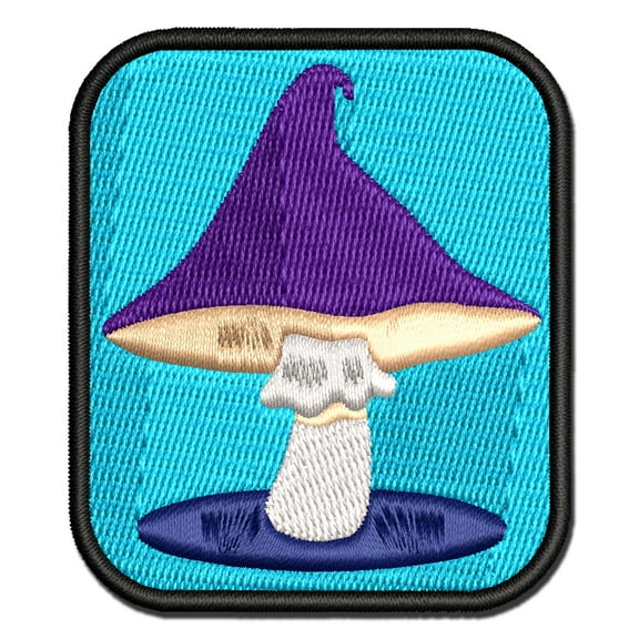 Whimsical Magical Wizard Cap Mushroom Fungi Applique Multi-Color Embroidered Hook & Loop Patch - 3 Inch Medium