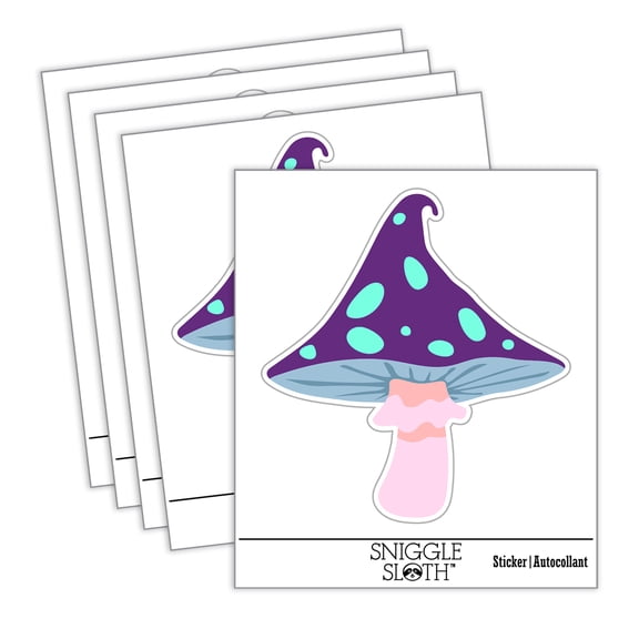 Whimsical Magical Wizard Cap Mushroom Fungi Car Window Bumper Water Bottle Phone Tablet Laptop Waterproof Vinyl Decal Sticker Set 5-Pack - Gloss Finish - 2.0"