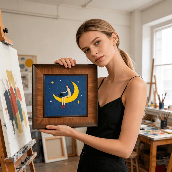 Whimsical Man On Moon Wall Decor