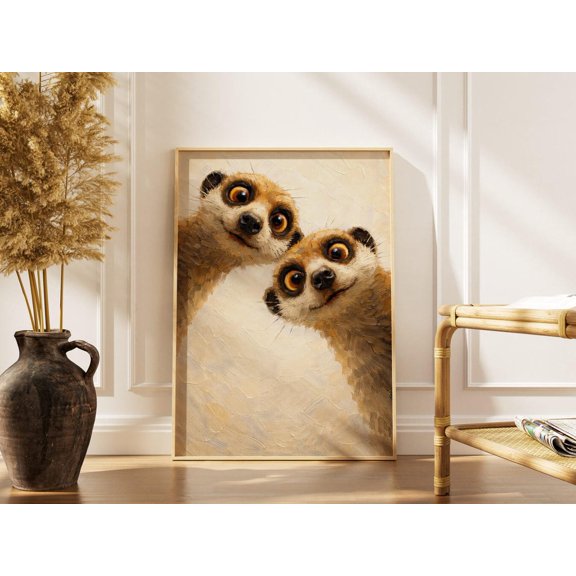 Whimsical Meerkat Art Mid Century Retro Animal Wall Quirky Home Decor Kitchen Living Room Bathroom Portrait Dining Wall Art Unframed Paper Print