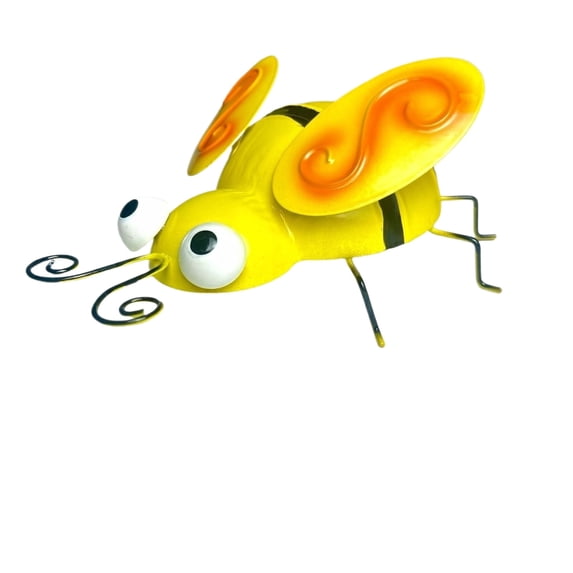 Whimsical Metal Bumblebee Wall Art Ornament, Hand Painted Cute Cartoon Bee Hanging Sculpture, Weather Resistant Outdoor Fence, Tree, Patio & Indoor Wall Decor,6.29*2.75 in.
