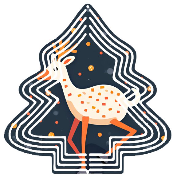 Whimsical Metal Hanging Christmas Tree Wind Spinner - Festive Deer Design with Orange & White Spots for Garden Decor