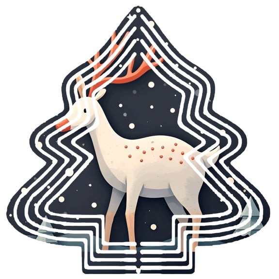 Whimsical Metal Hanging Christmas Tree Wind Spinner - Festive Deer Design with Red Antlers & Snowflake Background for Garden Decor