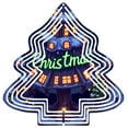 thumbnail image 1 of Whimsical Metal Hanging Christmas Tree Wind Spinner - Unique Garden Decoration with Warm Light Windows & Starry Night Design, 1 of 7