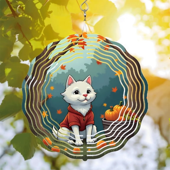 Whimsical Metal Hanging Wind Spinners & Chimes - Circular Concentric Pattern Design for Yard & Garden Decor Perfect Autumn Vibes