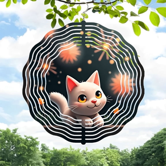 Whimsical Metal Hanging Wind Spinners & Chimes - Concentric Circle Design for Magical Yard & Garden Decor Perfect for Festive Atmosphere