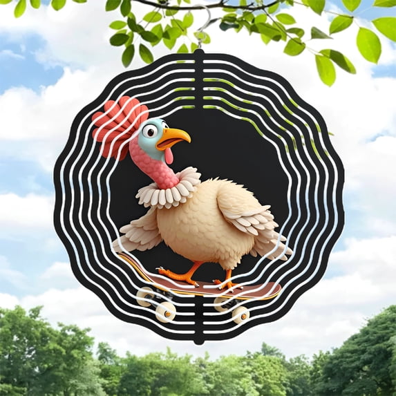 Whimsical Metal Hanging Wind Spinners & Chimes - Dynamic Concentric Wave Design for Yard & Garden Decor