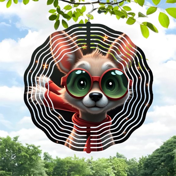 Whimsical Metal Hanging Wind Spinners & Chimes - Dynamic Design with Concentric Circles & Stars for Yard & Garden Decor