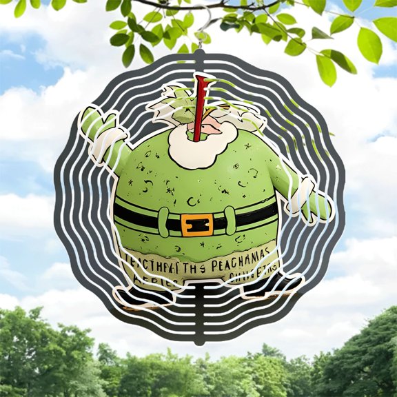 Whimsical Metal Hanging Wind Spinners & Chimes - Festive Design with Concentric Waves & Musical Notes for Yard & Garden Decor