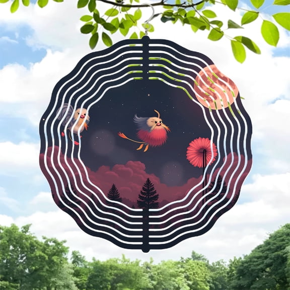 Whimsical Metal Hanging Wind Spinners & Chimes - Vibrant Lion Design with Stars & Clouds for Enchanting Garden Decor