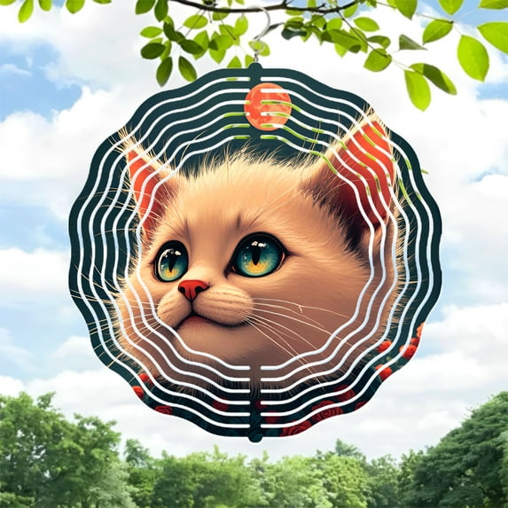 Whimsical Metal Hanging Wind Spinners & Chimes for Yard - Abstract Black & White Circular Patterns with Colorful Accents