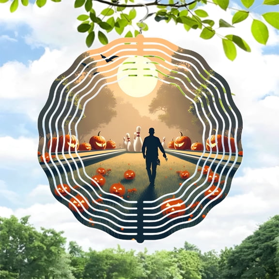 Whimsical Metal Hanging Wind Spinners & Chimes for Yard - Autumn-Inspired Design o ' - Lanterns & Bowling