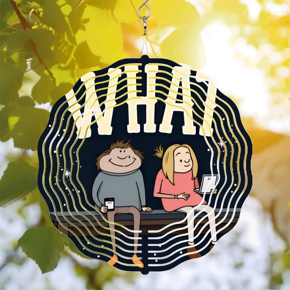 Whimsical Metal Hanging Wind Spinners & Chimes for Yard & Garden - Colorful Patterns with Radiating Circles for Depth & Charm