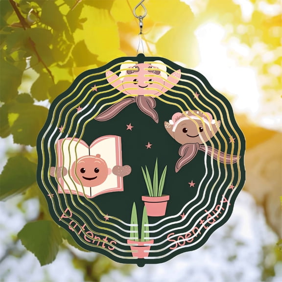 Whimsical Metal Hanging Wind Spinners & Chimes for Yard & Garden - Playful Cartoon Creatures & Stars Design Perfect Outdoor Decor