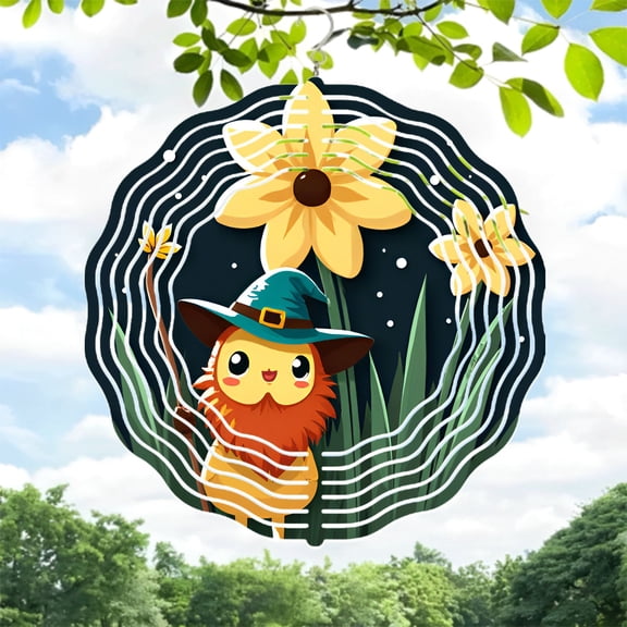 Whimsical Metal Hanging Wind Spinners & Chimes for Yard & Garden - Vibrant Patterns with Cheerful Designs Perfect for Outdoor Decor