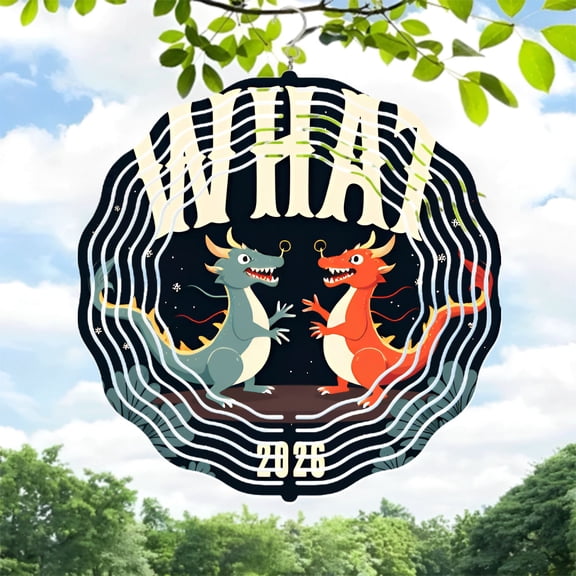 Whimsical Metal Hanging Wind Spinners - Colorful Dragon Design with Intertwined - Perfect for Yard & Garden Decor 2025