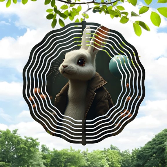 Whimsical Metal Hanging Wind Spinners with Circular Patterns & Expressive Designs - Perfect for Yard and Garden Decor