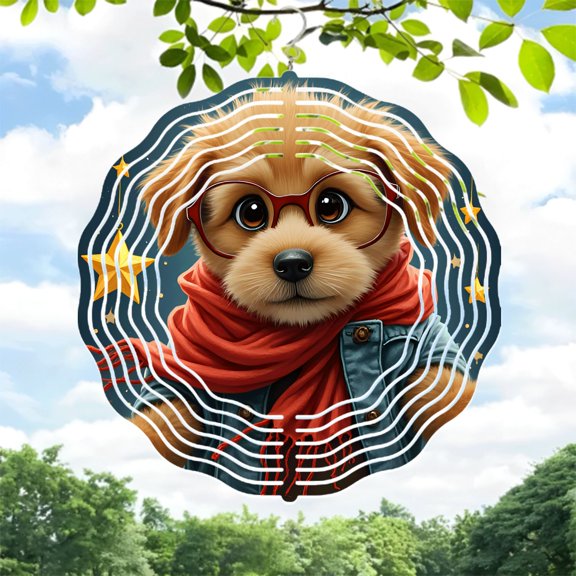 Whimsical Metal Hanging Wind Spinners with Circular Star Pattern - Charming Wind Chimes for Yard and Garden Decor