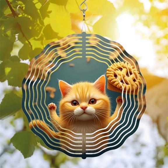 Whimsical Metal Hanging Wind Spinners with Sound Wave Design - Charming Wind Chimes for Your Yard and Garden Decor