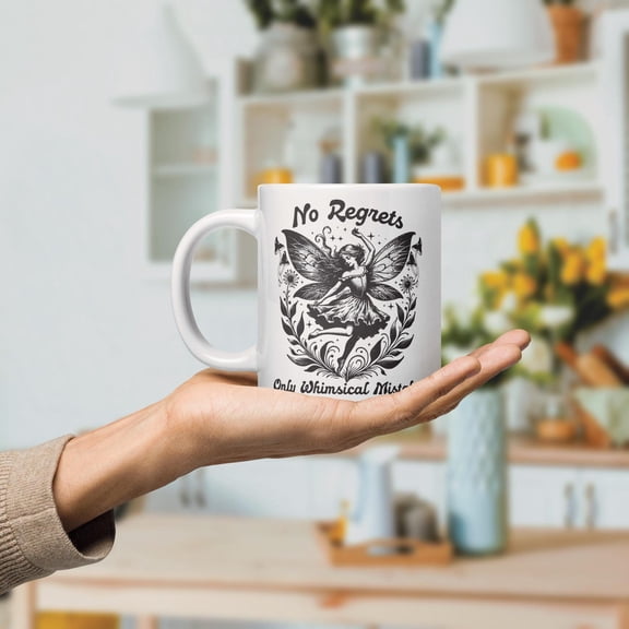 Whimsical Mistakes Coffee Mug, Cute Tea Cup, Fairy Art, Cottagecore, Funny Mug for Work, No Regrets, Woodland, Witchy, Simple, Terriblay, Ceramic Mug 15Oz
