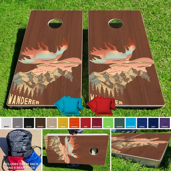Whimsical Moose Pro Style Cornhole Bean Bag Toss Game 24x48 with 8 Regulation 16oz Bags