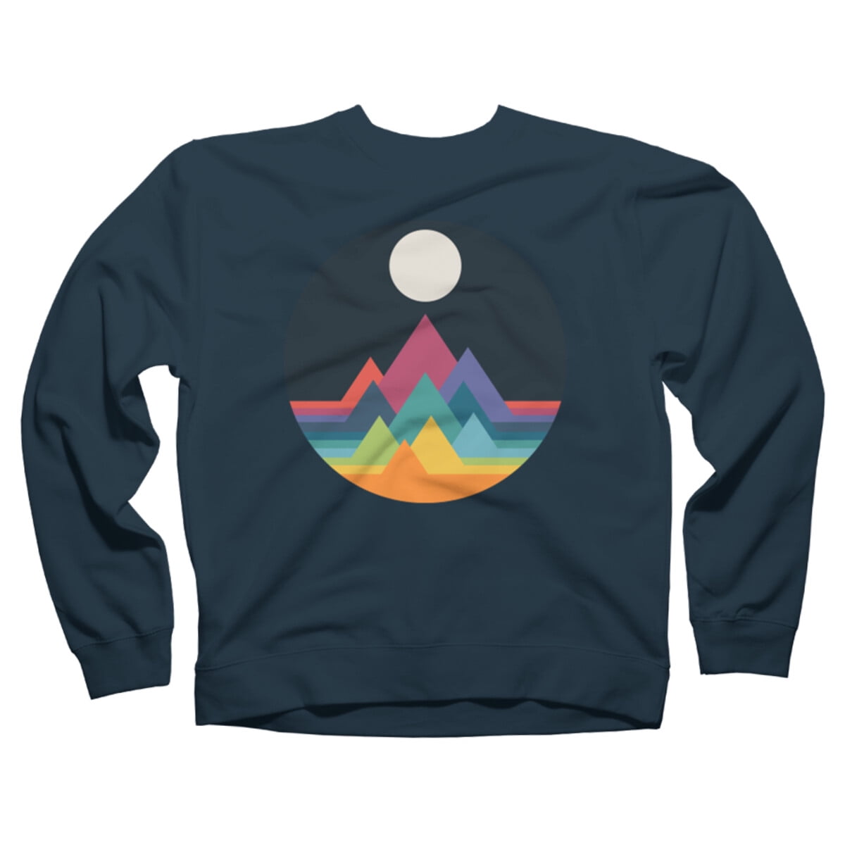Whimsical Mountains Black Graphic Crew Neck Sweatshirt Design By Humans L Walmart