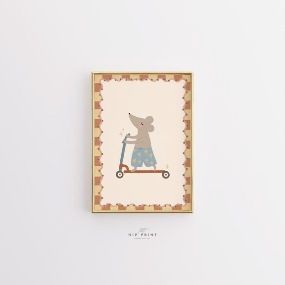 Whimsical Mouse Nursery Print, Sweet Dreams Boho Wall Art, Unframed Paper Poster 8x10in