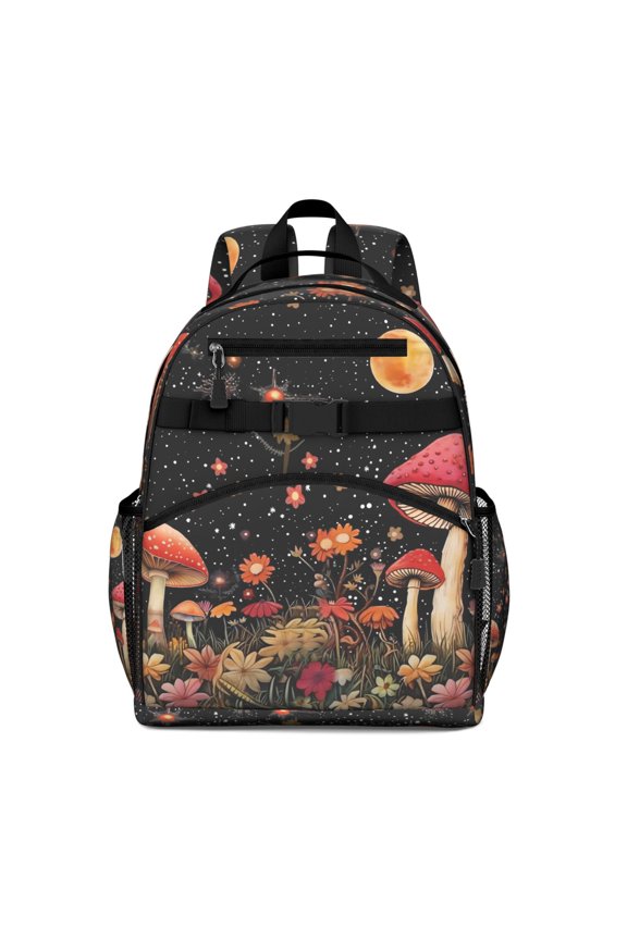 Whimsical Mushroom Backpack with Side Pockets - Waterproof Lightweight Travel Daypack, Spine-Protecting Design & Fairy Tale Fungi Aesthetic
