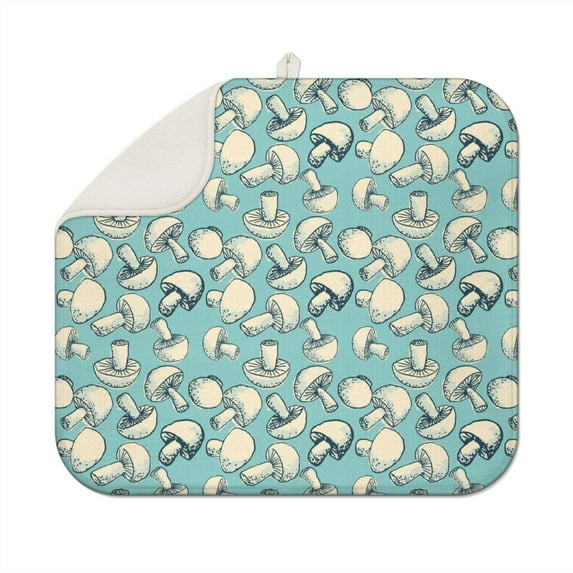 Whimsical Mushroom Dish Drying Mat – Fairy Tale Mushroom and Cottagecore Fungi Aesthetic Print