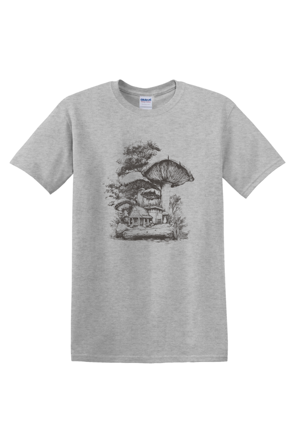 Whimsical Mushroom House Cottagecore Fairycore T-Shirt