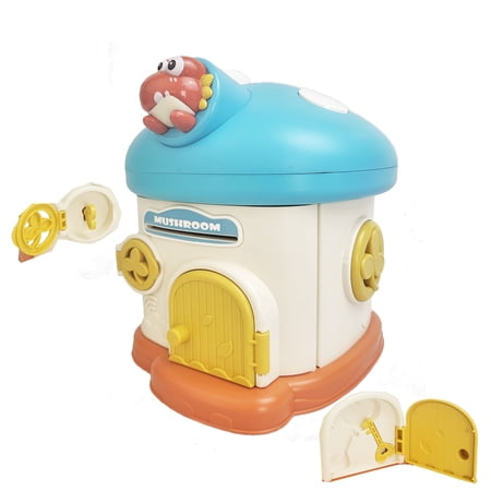 Whimsical Mushroom House Piggy Bank with Secure Lock & 2 Keys for Kids – Educational Savings Toy