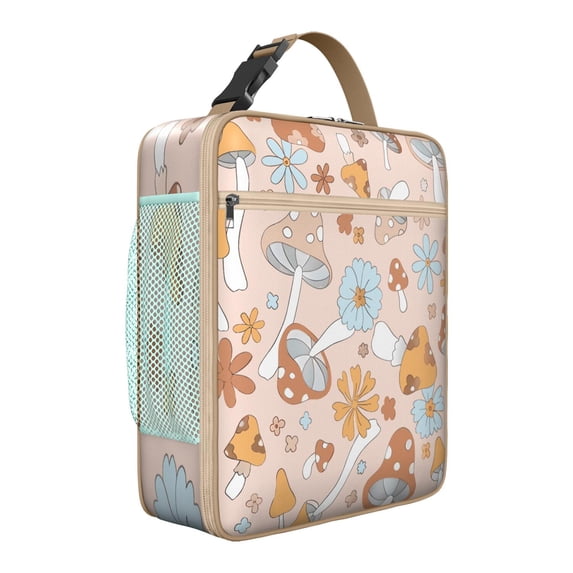 Whimsical Mushroom Insulated Lunch Tote – Magical Forest Boho and Vintage Mushroom Pattern, Cottagecore Fungi and Gothic Aesthetic Design, Durable Waterproof Thermal Cooler Bag